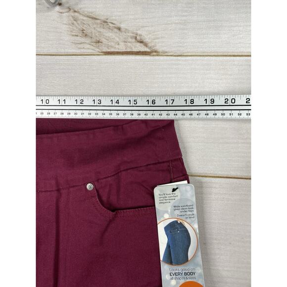 Jag Jeans Womens 16 Burgundy Slim Leg Pull On Stretch Pants Hi Rise Elastic NWT - Picture 3 of 12
